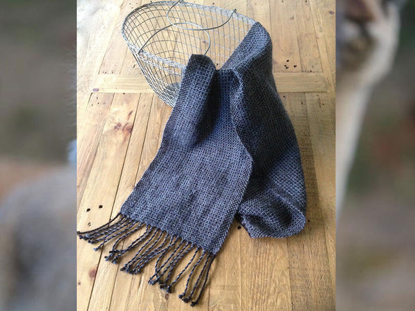 Handwoven Blue/Black Matrix scarf